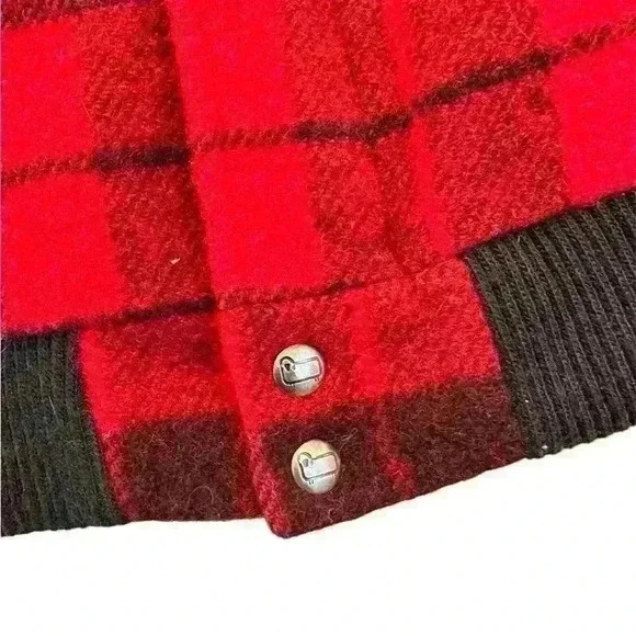 WOOLRICH 🐑 Vintage Plaid Bomber Jacket ❤️🖤❤️🖤 - Picture 14 of 15